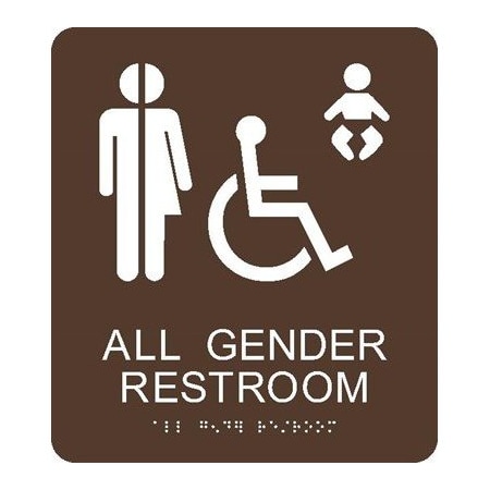 Nmc All Gender Restroom Braille Ada Sign, ADA23BR ADA23BR